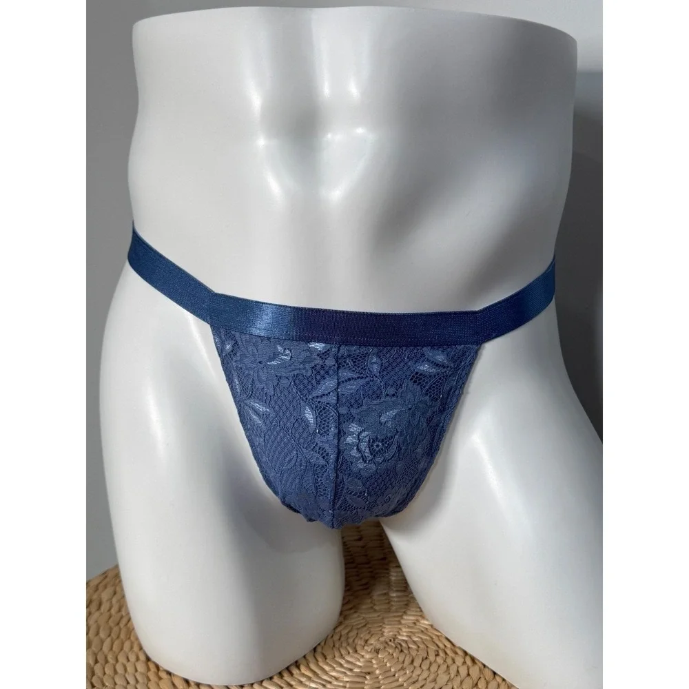 Cosabella Never Say Never‎ Sheer Lace Men's Thong Blue NWT L